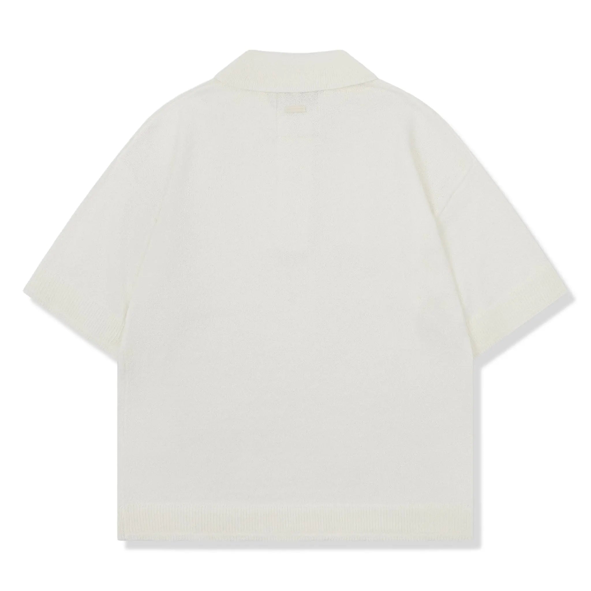 Back View of The Couture Fine Gauge Knitted White Polo Shirt